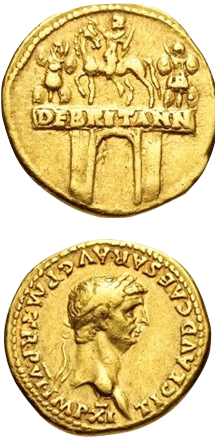 Coin showing the Arch of Claudius